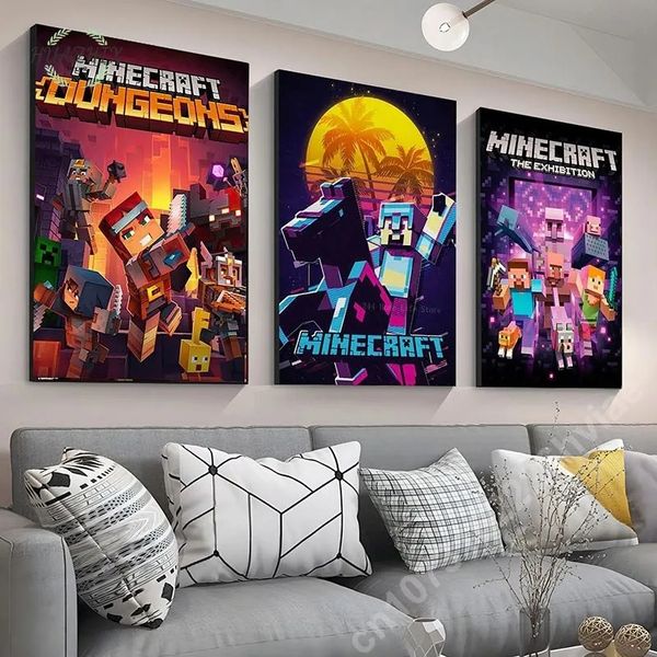 Game Mine Craft Canvas Painting Wall Art Cartoon Posters and Prints для домашнего фона детей подростки