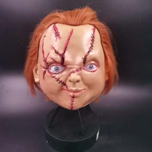 Máscaras de festa Scarred Chucky Máscara de látex Brincadeira infantil Semente de horrores de férias ornamento | Cabeça 230721