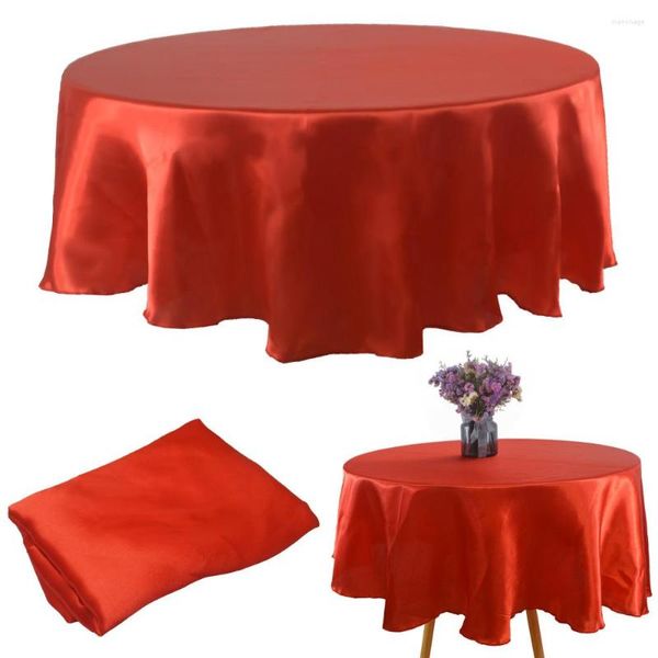 Toalha de mesa redonda de cetim decoração de casamento de luxo natal aniversário chá de bebê festa em casa sobreposições capa de café