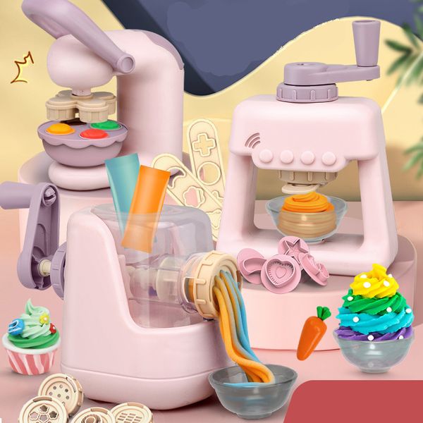 Cozinhas Play Food DIY Color Mud Noodle Machine Play House Finja Toy Simulation Kitchen Ice Cream Machine Set Model Plasticine Clay Gift for Kid 230720