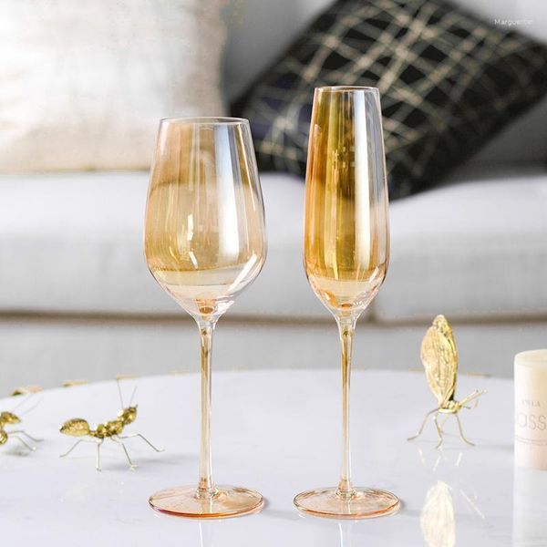 Şarap Gözlükleri Avrupa Yaratıcı Amber Cam Şampanya Goblet Kokteyl Kupası Mutfak Yemek Bar Partisi Düğün İçecek Yazıları