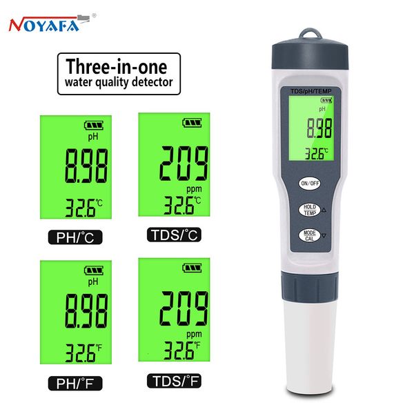 Medidores de PH NOYAFAEZ-9901 Medidor de PH de alta qualidade 3 em 1 TDS/temperatura Testador de qualidade da água Caneta Detector de condutividade Monitor Monitor Ferramenta de medida de pureza 230721