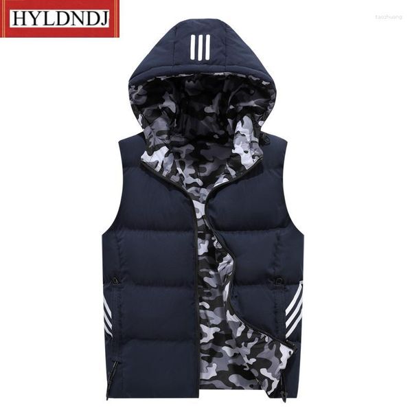 Gilet da uomo Giacca senza maniche mimetica autunnale e invernale Gilet caldo di grandi dimensioni Coppia fronte-retro M-8Xl