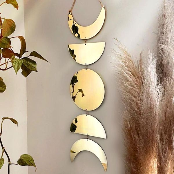 Sacchetti per gioielli da appendere alla parete Sun Crescent Decorazione a specchio in acrilico Nordic Simple Creative Artist Living