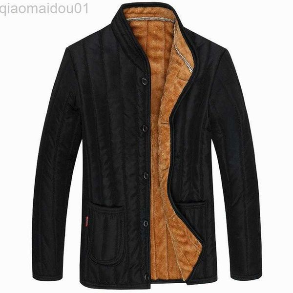 Giacche da uomo Inverno Malar di mezza età Sezione sottile Giacca imbottita in cotone Cappotto Uomo sottile Papà Giacca imbottita in cotone Fodera in lana di cotone Xl-4Xl L230721