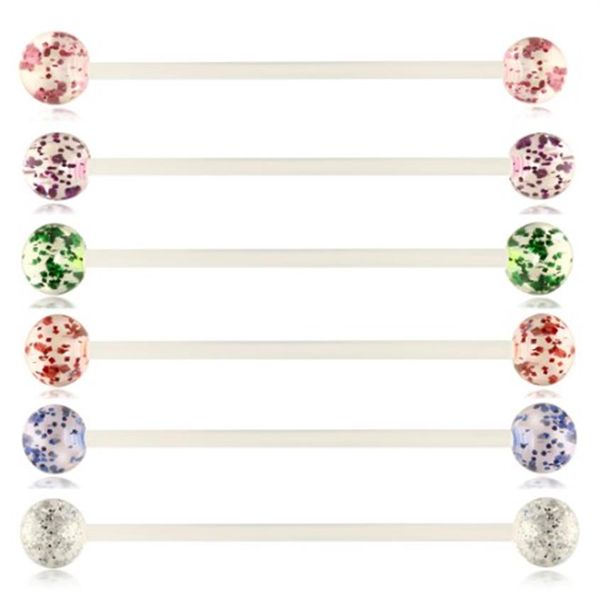 14 Calibro Acrilico UV Industriale Barbell Piercing Cartilagine Orecchino Helix Conch Ear Tragus Stud Body Jewelry Mix 6 colors244C