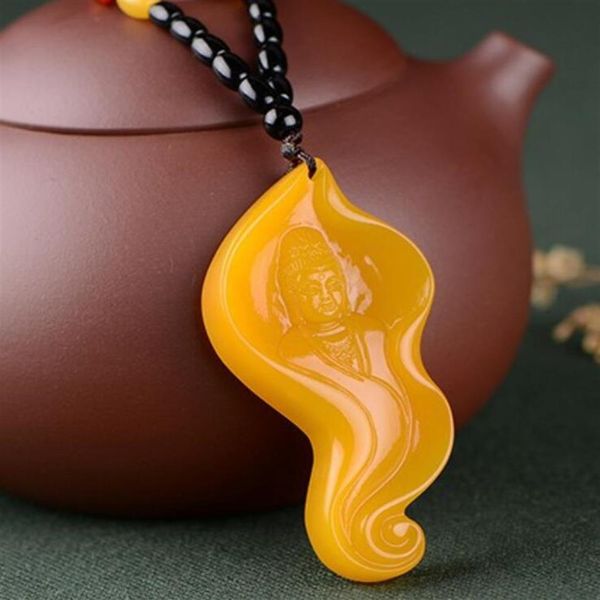 Pingente de Jade Buda Topázio Guanyin para Homens e Mulheres 216O