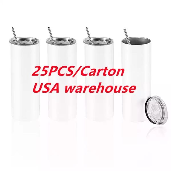 CAN USA STOCKED Canecas 20oz Copos Isolados de Aço Inoxidável Canecas de Carro para Sublimação Impressão DIY 2 Dias de Entrega