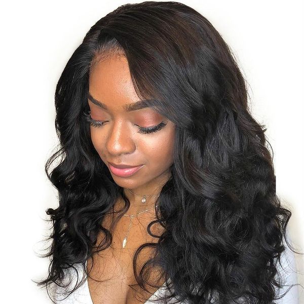 Peruca frontal de renda 360 pré arrancada com cabelo de bebê 150% densidade onda corporal perucas de cabelo humano para mulheres negras2696