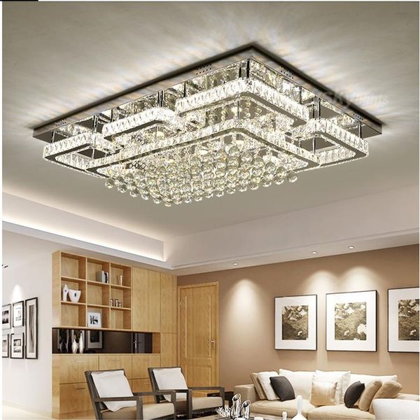 Luzes de teto de cristal modernas sala de estar luz de teto de prata de luxo quarto led lâmpadas de teto luminárias de cristal cozinha242A