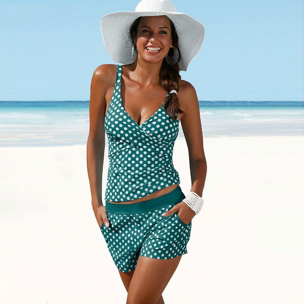 Costumi da bagno donna Taglie forti Costumi da bagno Donna Costume da bagno Ragazza Due pezzi Tankini Costume da bagno imbottito Polka Dot Vita alta Bikini Set Costumi da bagno 230720