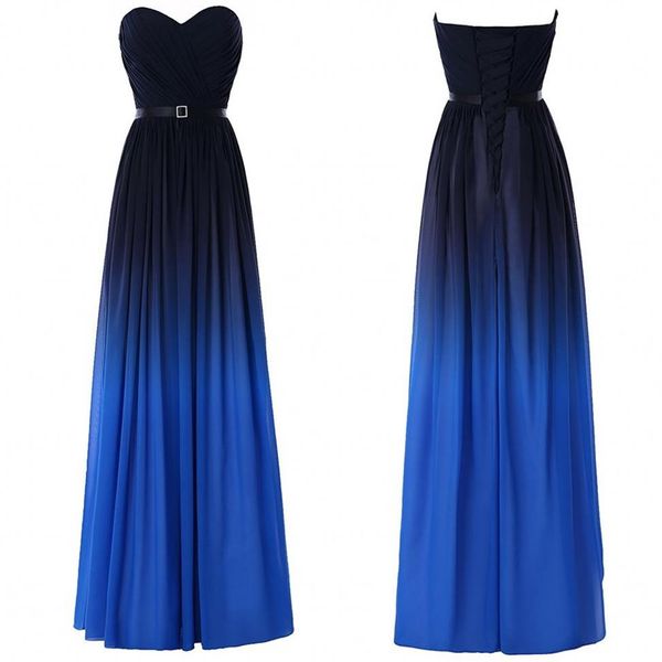 Mode Farbverlauf Ombre Ballkleider Schatz Schwarz Blau Chiffon Neue Frauen Abend Formales Kleid 2020 Langes Partykleid Roter Teppich287T