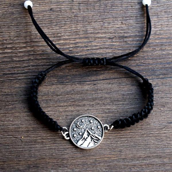 Bracelets de link Sanlan 1pcs Montanhas Braid Bracelet sob a lua Adventure Nature Gifts para ele