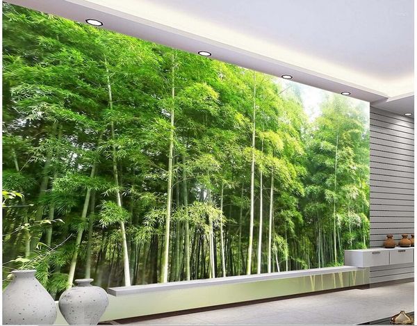 Sfondi Personalizzati Po Carta da parati 3d Carta da parati non tessuta Hd Bamboo Scenery Decorazione Pittura Murales per soggiorno