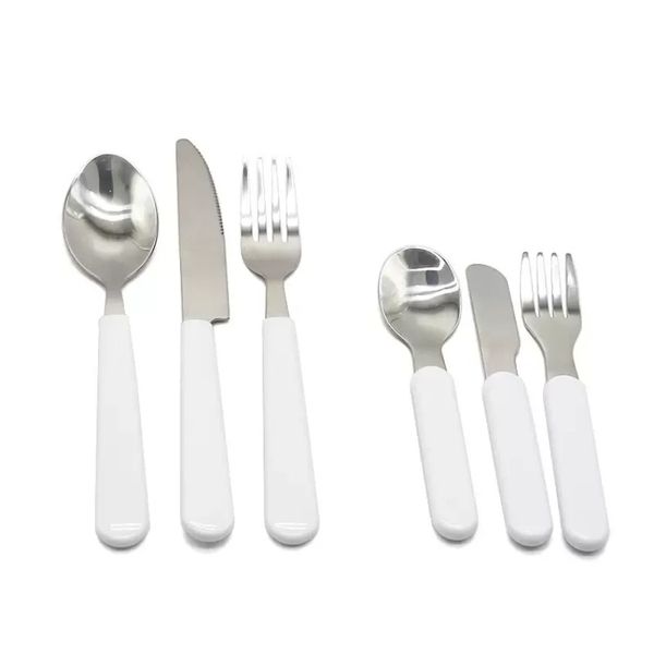 Set di posate per bambini a sublimazione bianco bianco fai da te forchetta coltello cucchiaio posate per adulti in acciaio inossidabile posate per bambini portatili CPA5660 G0721