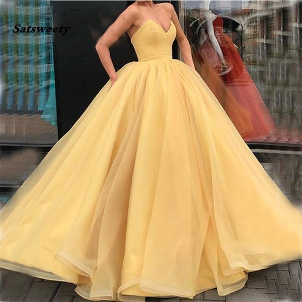 Простые желтые пухлые шариковые платья, возлюбленная Quinceanera платья платья специальные платья, сладкие 16 платья vestido longo306b