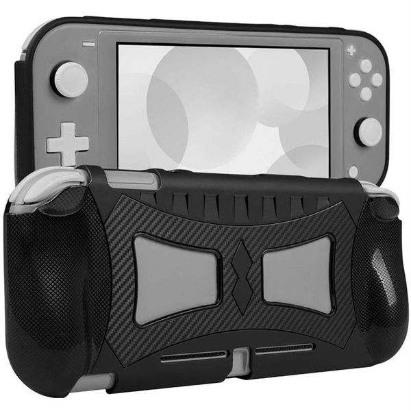 Estojo protetor para Nintendo Switch Lite Anti-riscos Absorção de choque Superfície de fibra de carbono Soft TPU Grip Case Cover193t