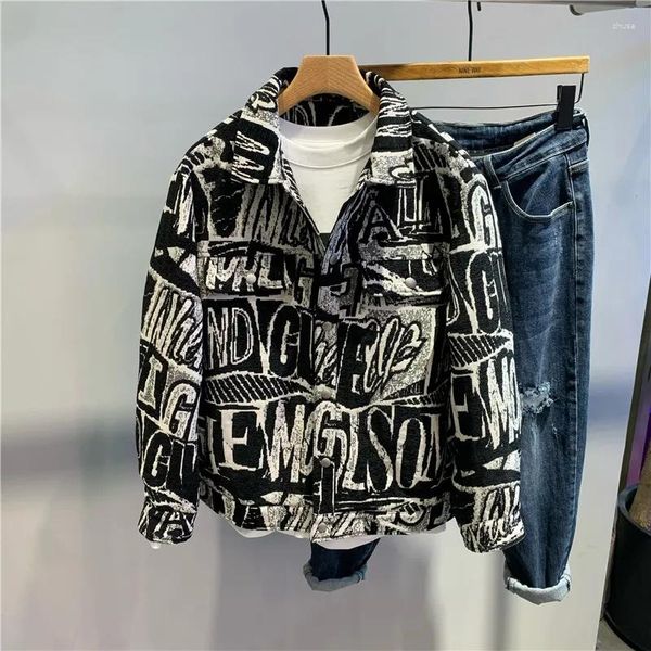 Herrenjacken Streetwear Floral Männlicher Mantel Herbst Dickes Revers Amerikanischer Modetrend Personalisierte Bedruckte Cargo-Freizeitjacke Kleidung