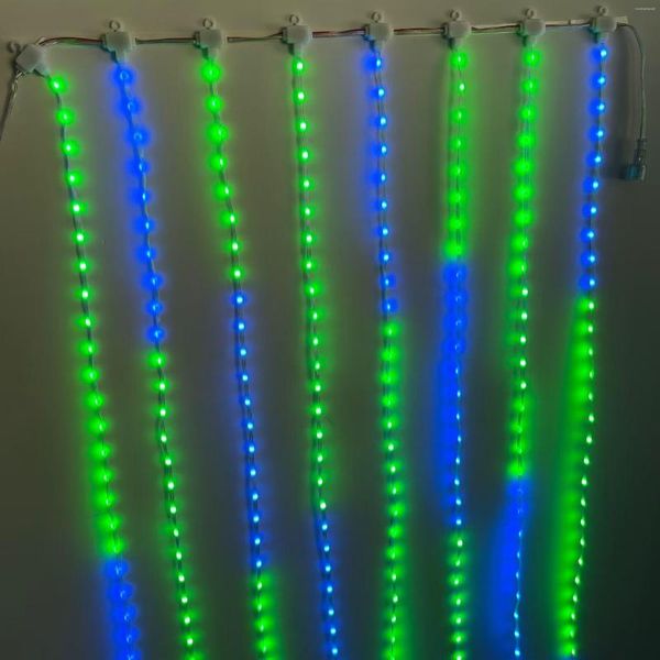 Strings DC5V 12V 30mm Pitch Addressable RGB Smart LED Pebble/Seed Matrix Curtain Lights 3M(100LEDs) Long By 10 Clusters IP67