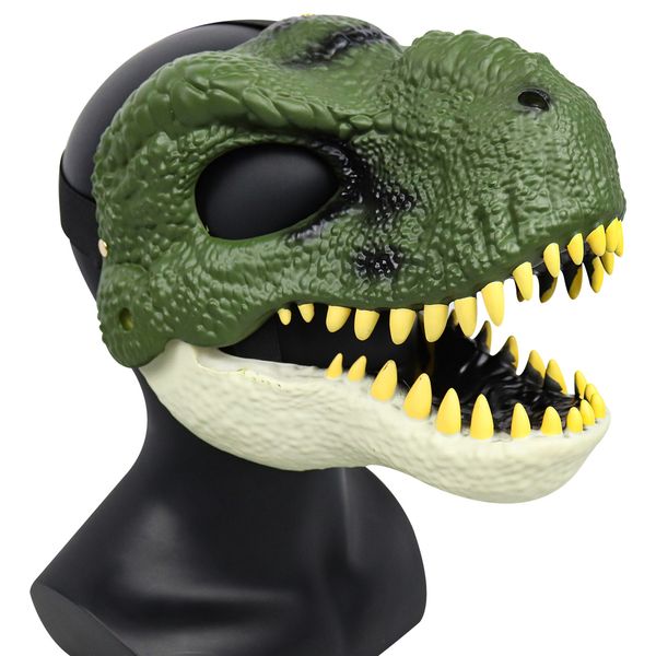 Dinosaurier-Maske aus dickem Latex mit beweglichem Kiefer, Halloween-Cosplay-Party-Dinosaurier-Maske mit zu öffnendem Kiefer, Dinosaurier-Maskenhalter für Kinder und Erwachsene