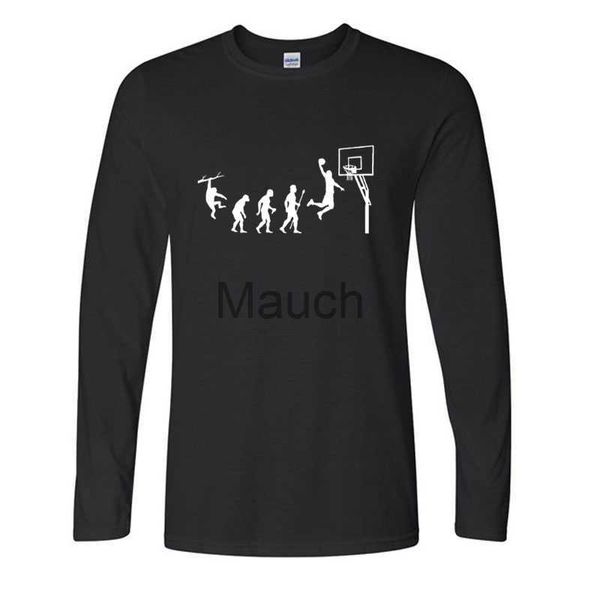 T-shirt da uomo New Fashion Man Maniche lunghe Nato per giocare a basket Evolution T-shirt divertente Round Ne 100 T-shirt in cotone T-shirt J230721