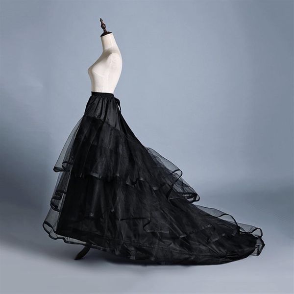 Gerçek görüntü bir çizgi siyah petticoat crinoline katmanları düğün gelin elbiseler petticoat boyutu süpürme tren asil düğün