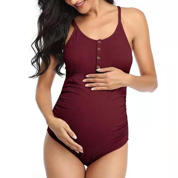 Fatos de uma peça Sexy Vestido de Gravidez Fato de Praia Fato de Banho Fato de Banho de Duas Peças Para Grávidas Roupa de Banho para Grávidas Premama Bi282I