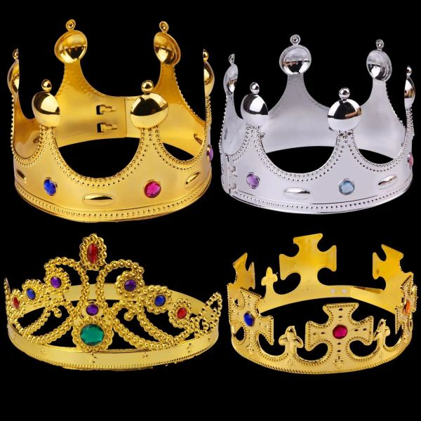 Chapéus de festa King Crown Halloween Ball Dress Up Plastic Crown Cetro Suprimentos para festas Coroas de aniversário Coroas de princesa LL