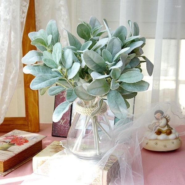 Flores decorativas artificiais reunindo orelha folha vaso de planta falso para decoração de casa acessórios guirlanda de natal material scrapbook