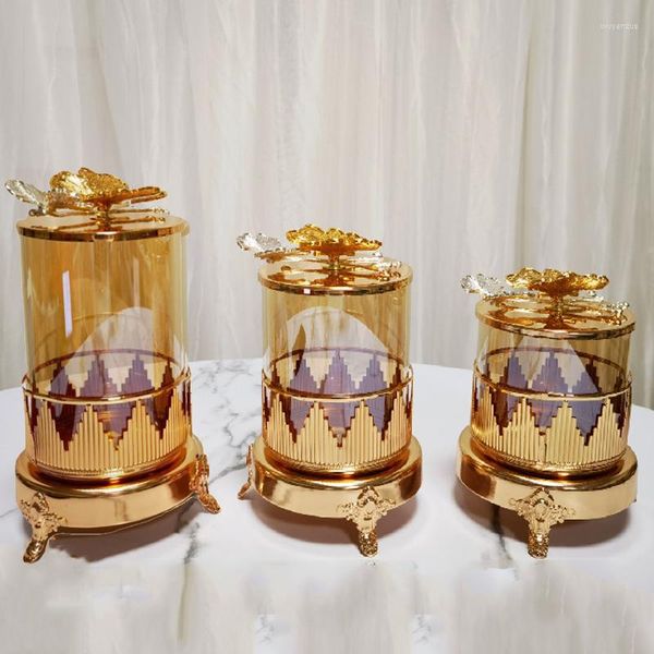 Bottiglie di stoccaggio Barattolo di caramelle di vetro di lusso europeo con coperchio Decorazioni per la casa Ornamenti per tavolini da salotto