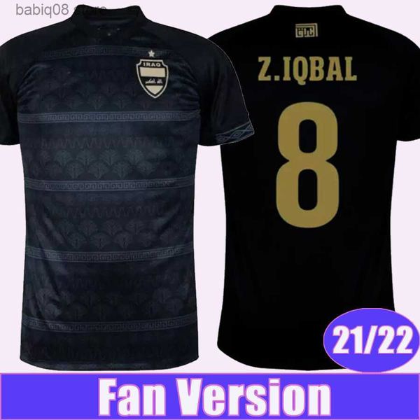 Os fãs tocam tees 2021 2022 Iraque se equipe nacional masculina camisas de futebol de futebol preto camisetas de futebol preto uniformes adultos de manga curta