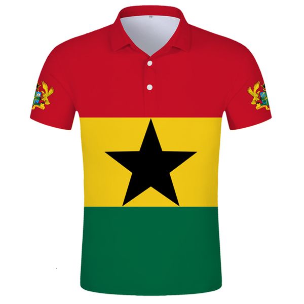 Polo Masculino Ghana Polo Shirt Diy Free Custom Made Name Gha Polo Shirt Nation Flag Gh Country Republic College Print Po Text Clothes 230720