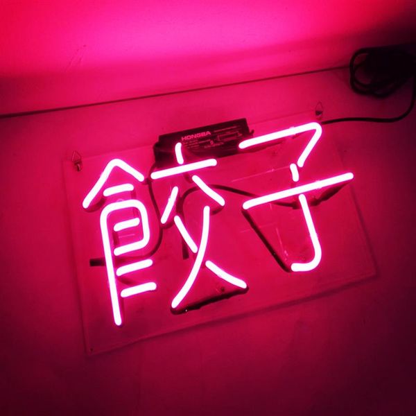 Dumpling Restaurante Loja Tubo de vidro Neon Light Sign Casa Cerveja Bar Pub Sala de Recreação Luzes de Jogo Janelas Placas de Vidro de Parede 15 polegadas 2353