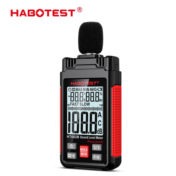 Medidores de ruído HABOTEST HT602 Medidor de nível de som Digital Handheld DB Meter Sonometros Medidor de nível de ruído de áudio 30-130dB Decibéis Mini medidor de som 230721
