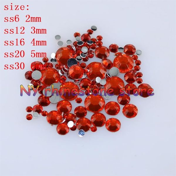 1000-10000 pezzi / borsa 2-6mm Arancione rosso Resina Strass di cristallo FlatBack Super Glitter Nail Art Strass Decorazione di nozze Applique No301j