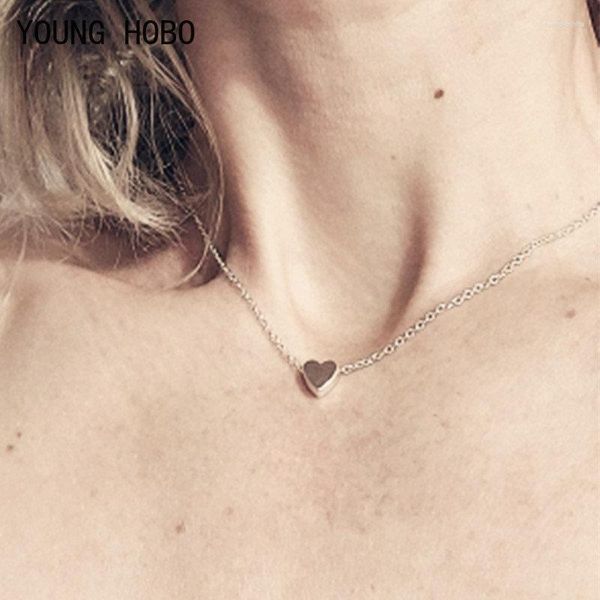 Anhänger Halsketten Young Hobo Winzige Herz-Halskette für Frauen, kurze Kette, Geschenk, böhmischer ethnischer Halsreif
