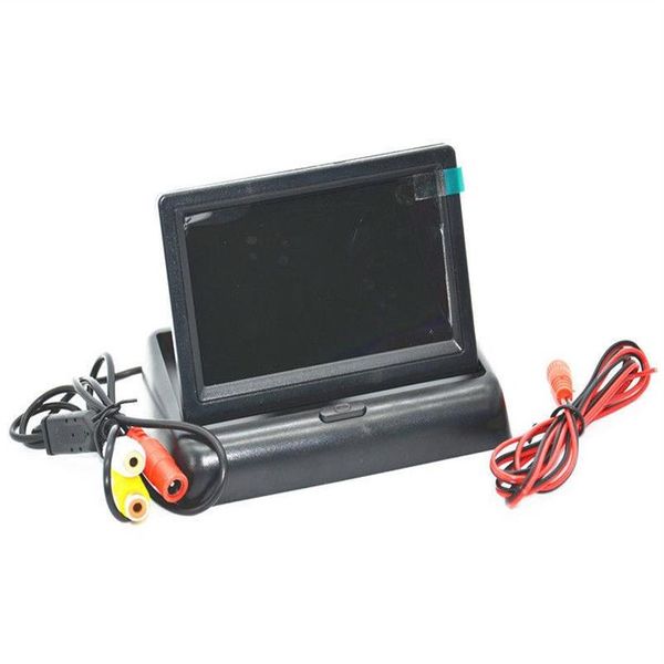 Car Video HD Pieghevole 4 Schermo LCD a colori TFT da 3 pollici Monitor per retromarcia Backup Reverse Camera DVD VCR 12V2274
