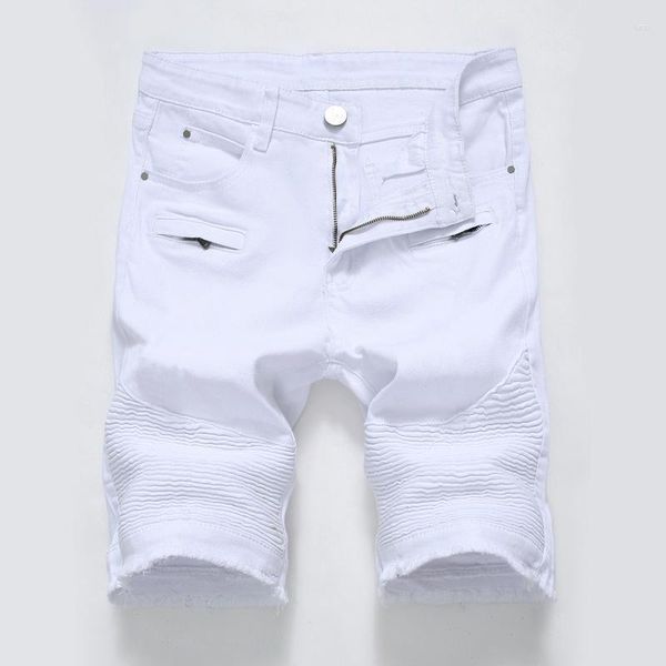 Pantaloncini da uomo 2023 Summer Denim Street Abbigliamento Trend Personalità Slim Jeans corti Bianco Rosso Nero Abbigliamento maschile di marca