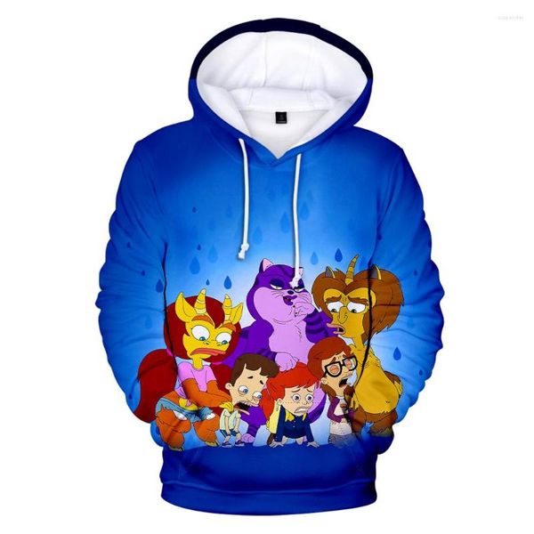 Erkek Hoodies Big Mouth Hoodie 3D Trailsuit Uzun Kollu Kadınlar Erkek Sweatshirt Harajuku Street Giyim 2023 Amerikan Yetişkin Karikatür Giysileri Plus