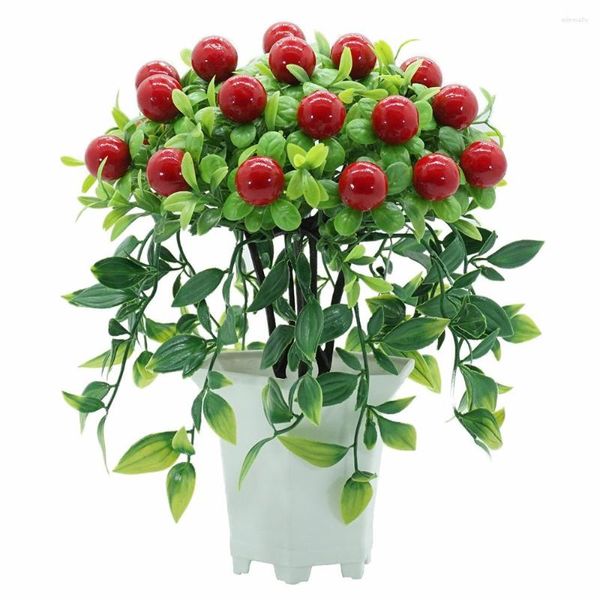 Flores decorativas Plantas artificiais Wishful Fruit Bonsai False Tree Foam Fruits Potted Faux Branch Top Tower For Home El Office Wedding