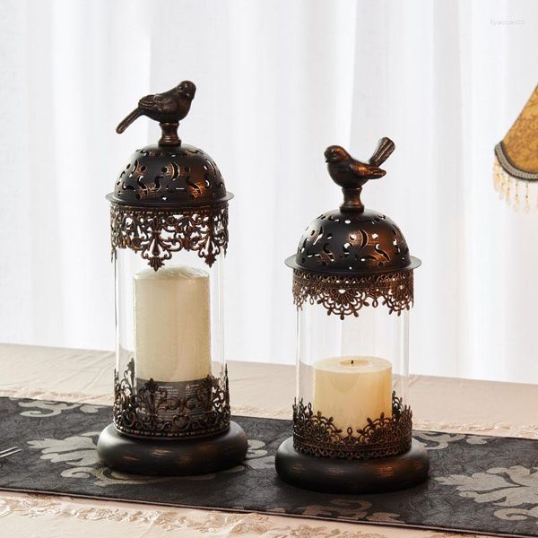 Portacandele Stand Wax Melt Burner Vintage Incenso Piatto di ferro nero Centro Portavelas Home Decore GPF40XP