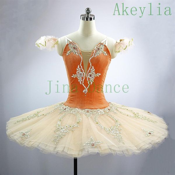 Pfirsich orange Tutu Pfannkuchen Nussknacker Weihnachten Tutu für Mädchen Performance Tutus Klassisches Ballett Bühnenkostüm Professionelles Ballet205j