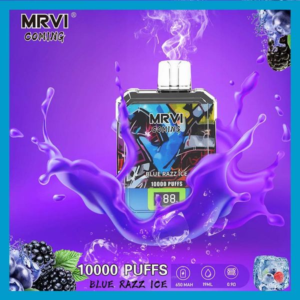 MRVI COMING 10000 10K Descartável Vape Pen E Dispositivo de cigarro com bateria de 650mAh 19ml Pod Catridge pré-preenchido show de tela recarregável