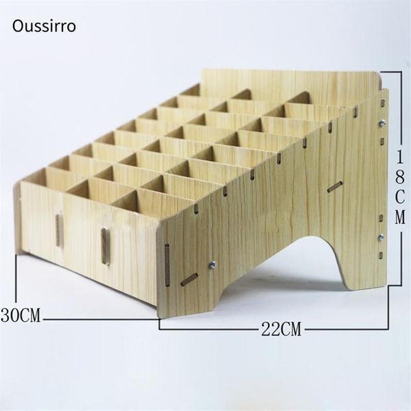 Scatola di immagazzinaggio per la gestione del telefono cellulare in legno Creative Desktop Office Meeting Finishing Grid Multi Cell Phone Rack Shop Display262z