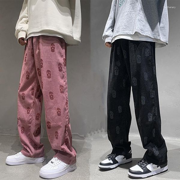 Pantaloni da uomo Baggy Corduroy Uomo Wide Spring Fashion Design Stampa Pantaloni Hiphop Pantaloni sportivi dritti Pantaloni oversize Abbigliamento uomo