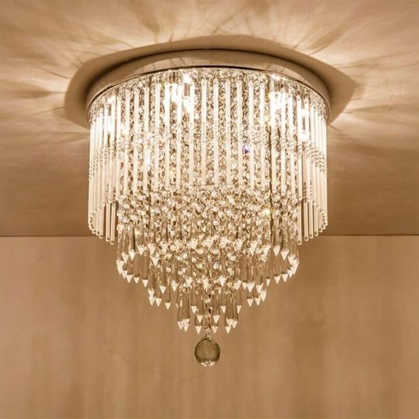 Lustre de cristal K9 moderno, iluminação embutida, montagem embutida, luminária de teto, luminária pendente, para sala de jantar, banheiro, quarto, livingro260r