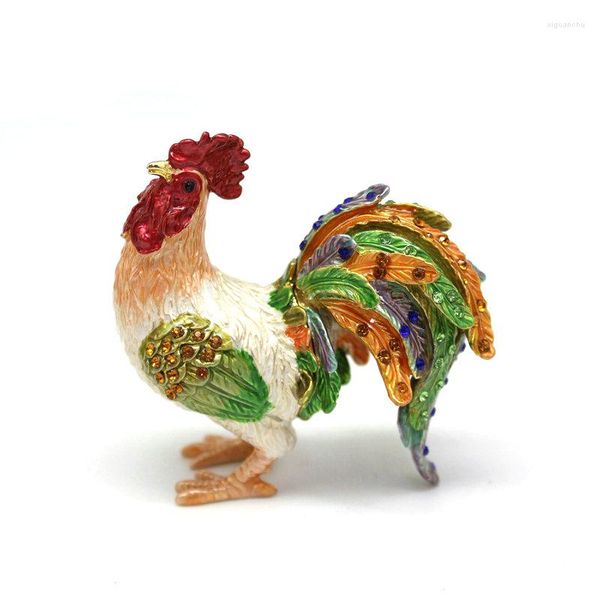 Figurine decorative Zodiaco cinese Pollo Fortune Feng Shui Piccoli ornamenti Scatola di decorazione gallo smaltato