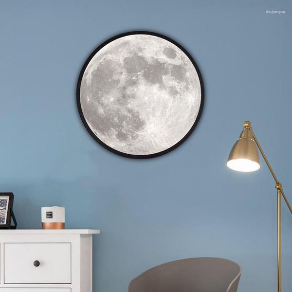 Luminária de parede USB espelho mágico luz noturna criativa lua mesa de maquiagem três cores ajustáveis para iluminação de decoração de casa