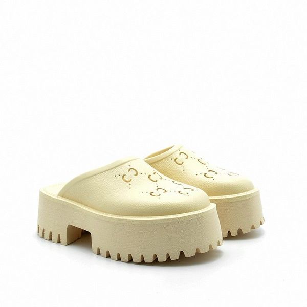 Designersandalen Witte platformsandalen Geperforeerde G-instappers Slippers met hoge hak Zwarte rubberen sandalen muilezels Comfortabele slipper herenloafers