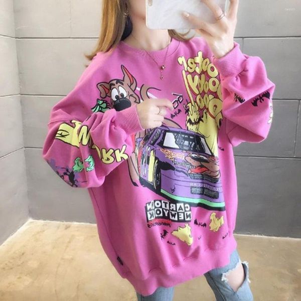 Felpe con cappuccio da uomo Street Racing Dog Graffiti Style Donna / Uomo Coppia con cappuccio Hip Hop Felpa con cappuccio allentata casual Felpa lunga oversize Abbigliamento femminile